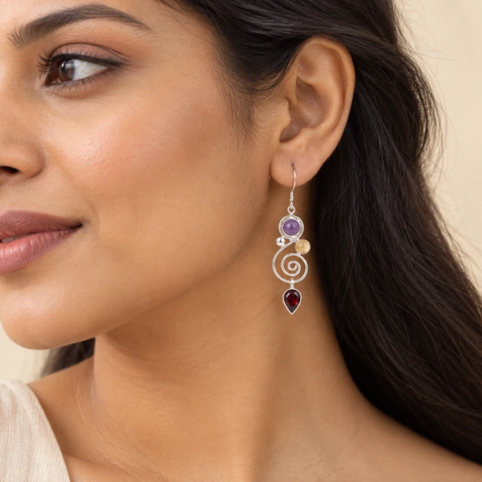 Silver earring handmade in Nepal